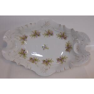 Antique CT Carl Tielsch Dish Floral Porcelain Centerpiece Bowl Numbered 13" Rare